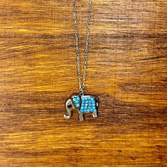 Isabella M Boston Sterling Silver and Turquoise Elephant Necklace - Picture 6 of 9
